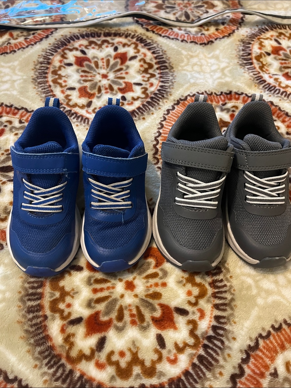Athletic Works Kids Sneakers in Blue and Gray - Velcro & Elastic Laces